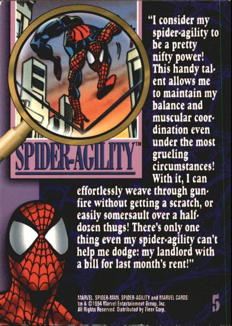 1994 Fleer The Amazing Spider Man 5 Spider Agility Nm The