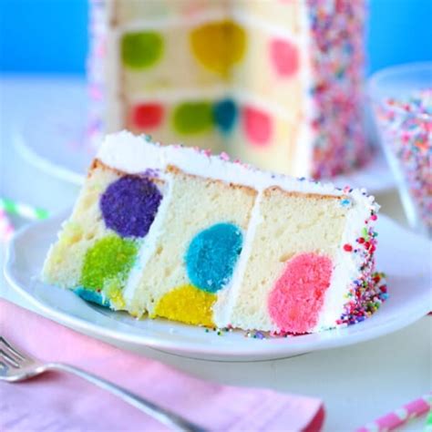 Rainbow Sprinkles Polka Dot Surprise Cake Mom Loves Baking