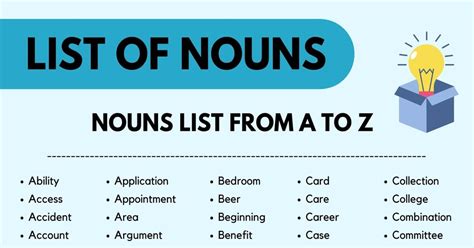 List Of Nouns 1000 Common Nouns List In English • 7esl