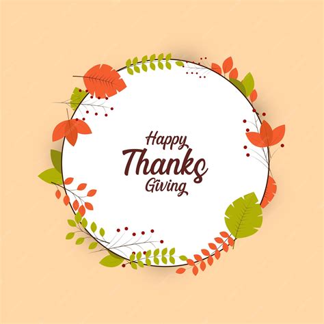 Premium Vector Happy Thanksgiving Lettering On Circular Banner
