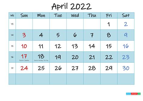 Printable April 2022 Calendar Word Template K22m472