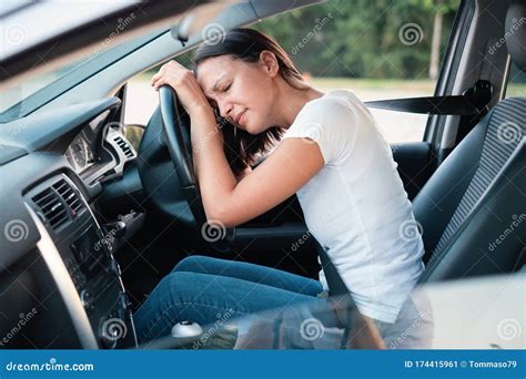 Sad Woman Driver In Car Feeling Negative Emotion Stock Image Image Of Emergency Emotion