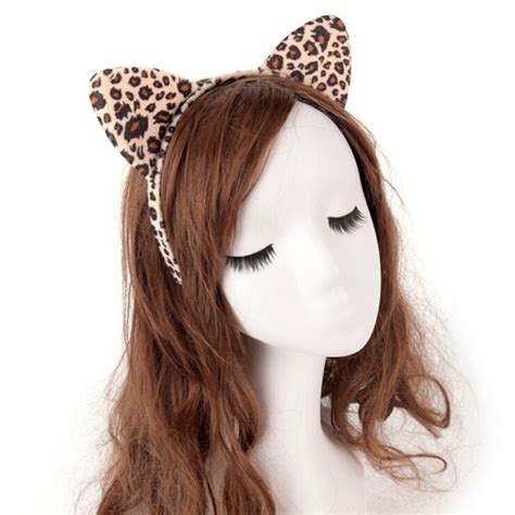 New Leopard Plush Headband Cute Cat Ear Hair Acce For Women Girls