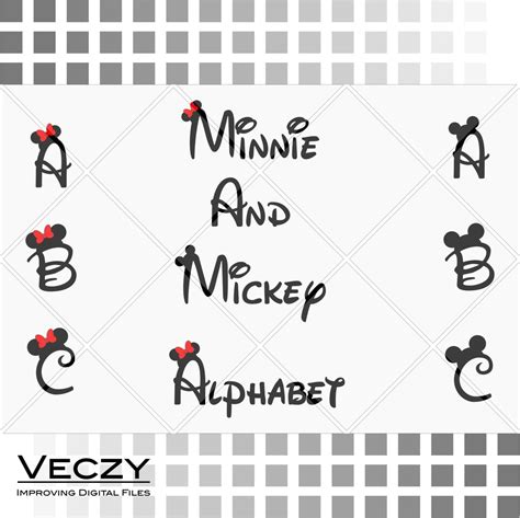 Mickey And Minnie Mouse Font Walt Disney Font Alphabet Svg Files