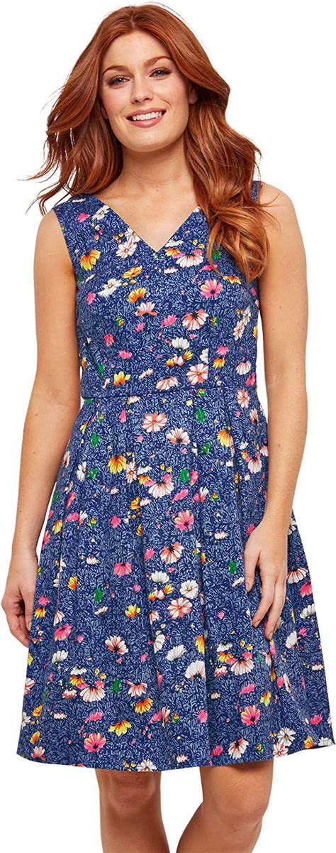 Joe Browns Womens All Over Floral Print Pleat Dress Blue 8 At Amazon