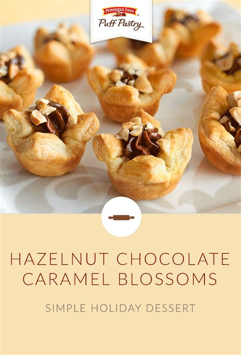 Hazelnut Chocolate Caramel Blossoms Recipe Holiday Dessert Recipes