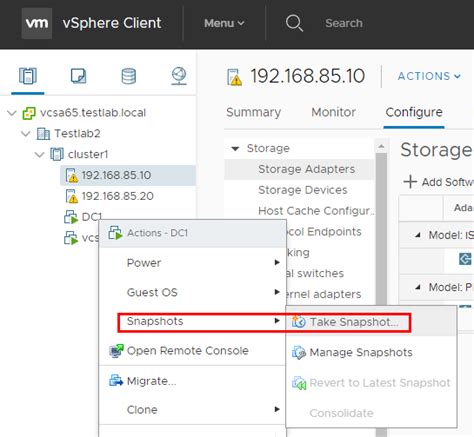 How To Create Snapshots In VSphere Web Client Via PowerCLI