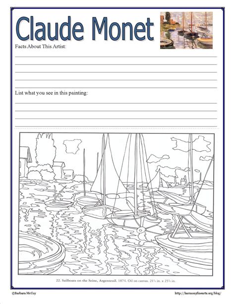 Discover simple coloring pages for kids inspired by the greatest works by claude monet 1840 1926. Monet Notebook Page Intimate Impressionism | coloring ...