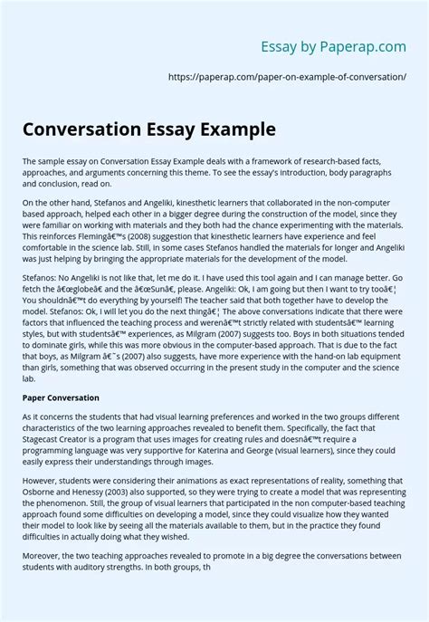 Conversation Essay Example Free Essay Example