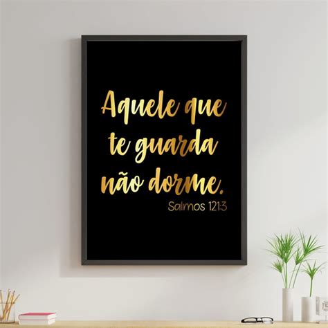 Arte Digital Quadro Aquele Que Te Guarda Não Dorme Dourado