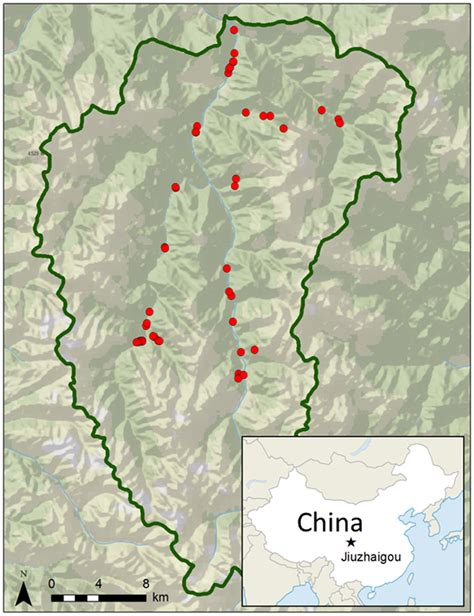A Map Of Jiuzhaigou National Nature Reserve The Map Shows Plot