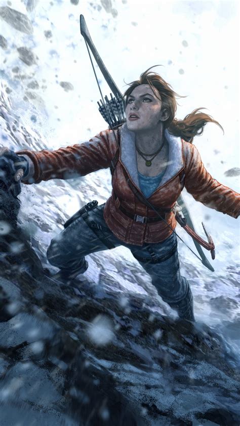 Wallpaper Lara Croft, Tomb Raider, climb, snow, winter 5120x2880 UHD 5K ...