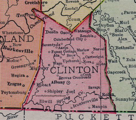 Clinton County Kentucky 1911 Rand Mcnally Map Albany Narvel Watauga Ky