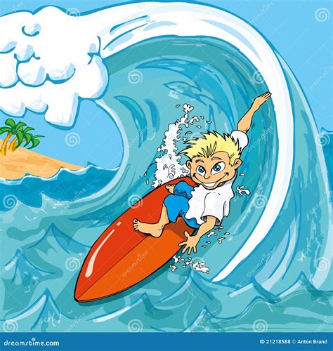 Cartoon Boy Surfing Stock Vector Image Of Clip Surfboard 21218588