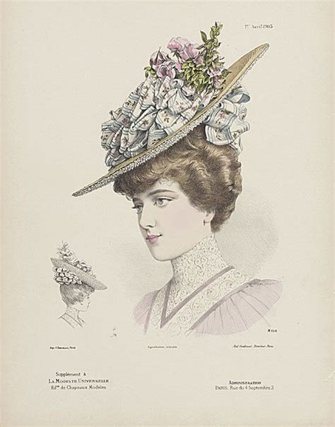 French Millinery Print 1905 Fashion Plates Victorian Hats Edwardian Hat