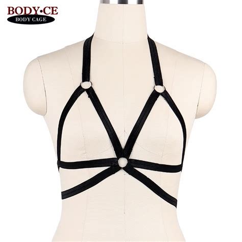 Women Goth Sexy Body Harness Belt Black Bondage Lingerie Elastic