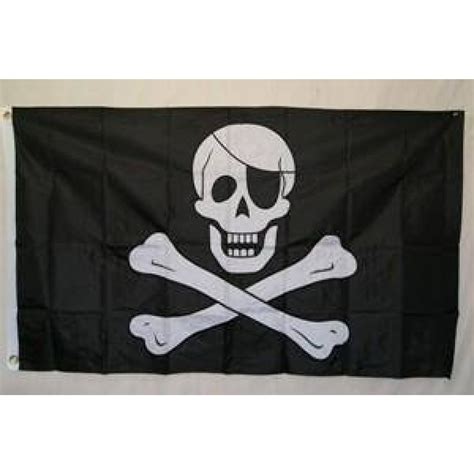 Pirate Jolly Roger With Patch Flag Nylon Embroidered 3 X 5 Ft