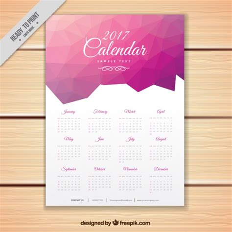 Free Vector Pink Polygonal Calendar