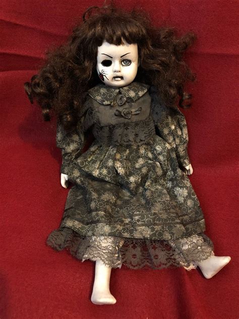 Ooak Sitting One Eye W Spider Mourning Creepy Horror Doll Art By