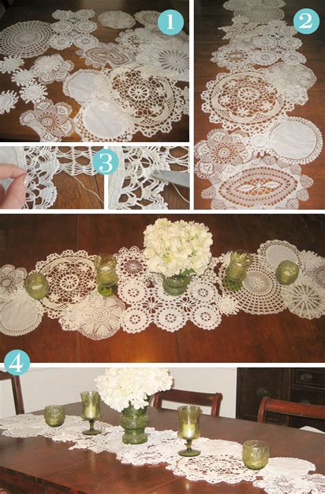 Oh So Lovely Diy Vintage Doily Table Runner Doilies Crafts Table