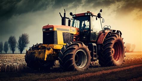 Premium Photo Tractor In The Field Generative Ai