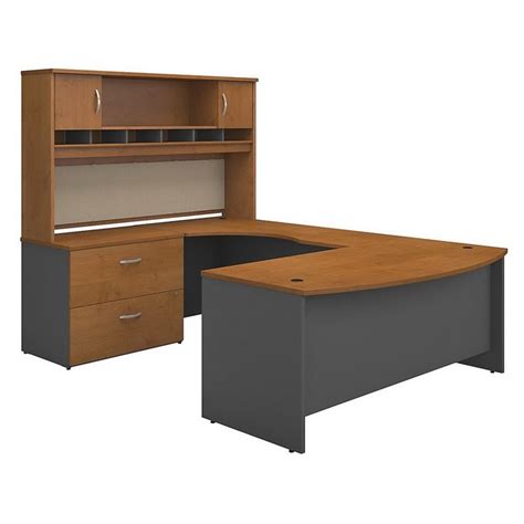 Series C 72w Left Hand Bow Front U Desk Set In Natural Cherry