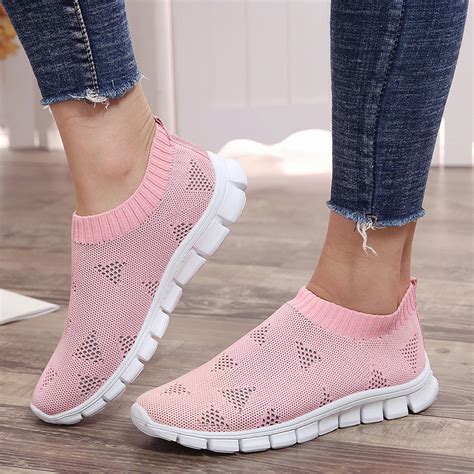 Lucyever Plus Size Women Spring Summer Sneakers Knitting Sock Casual