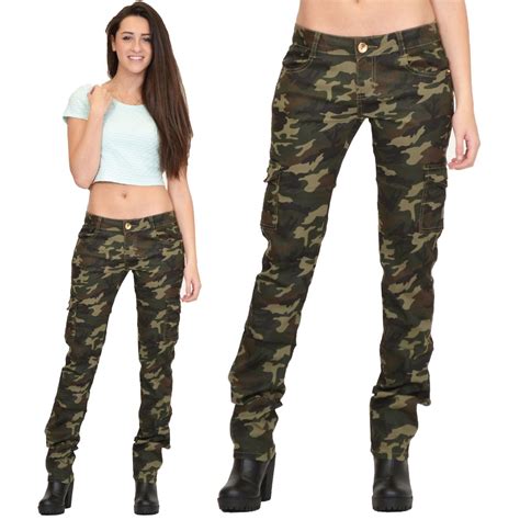 womens army military green camouflage slim fit combat trousers cargo pants jeans ebay army