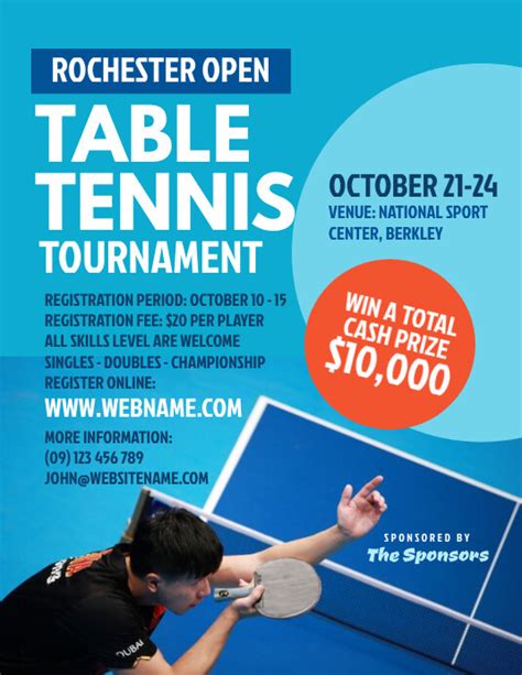 Table Tennis Tournament Flyer Template Postermywall