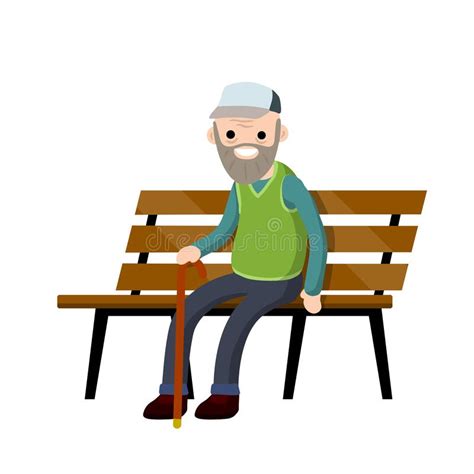 Old Man Sitting Bench Garden Stock Illustrations 94 Old Man Sitting