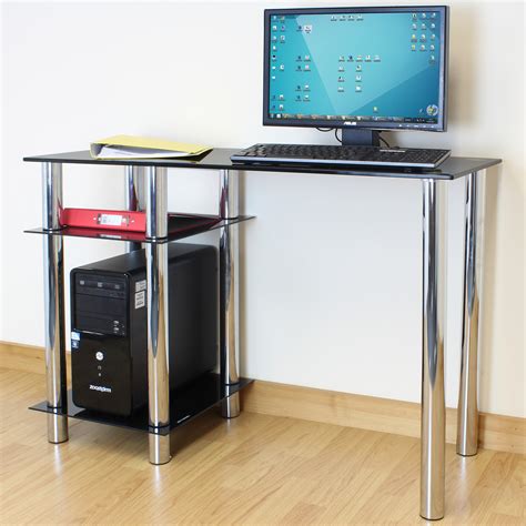 Looking for the best tempered glass pc case has never been an easy task. Black Glass Top PC Computer Desk with Base Unit Shelf Home ...