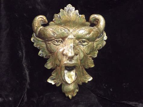 Horned Satyr Greenman Wall Plaque Leafman Gargoyle Celtic Etsy