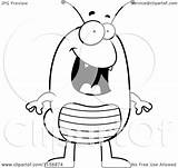 Flea Cartoon Clipart Standing Happy Coloring Outlined Vector Thoman Cory Royalty sketch template