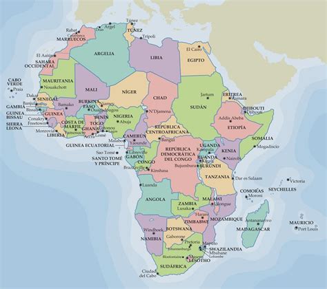 Mapa Político De África Para Imprimir Universo Guia
