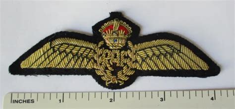 Ww2 British Royal Air Force Raf Pilot Wings Patch Bullion Kings Crown