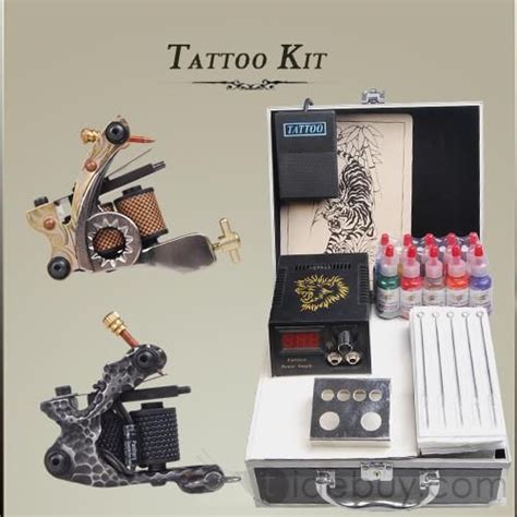 Tattoo Kits 2 New Machines And Lcd Power Supply 50 Needles 10 Inks For