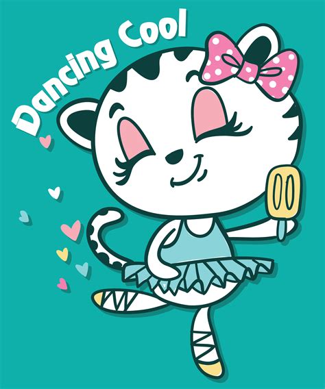 Want to discover art related to dancingcat? Hand drawn cute dancing cat with popsicle illustration ...
