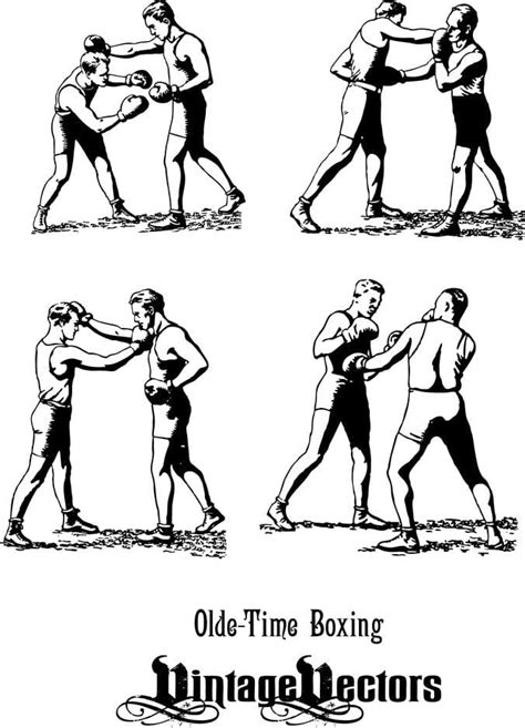 Olde Time Boxers In Classic Boxing Stances Punching Eps Vector