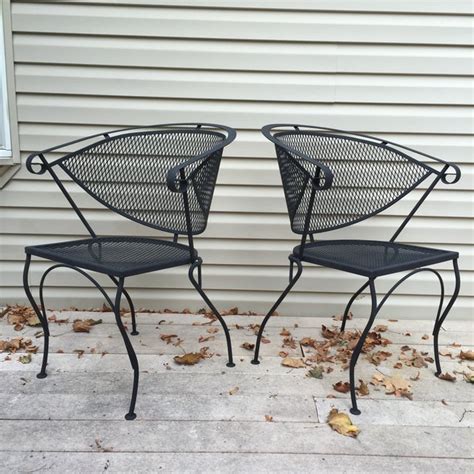 Vintage Woodard Style Wrought Iron Chairs A Pair Chairish