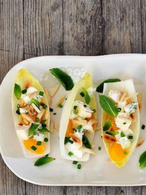 Endive Boats Filled With Oranges Cheese And Almond Gorgeous And