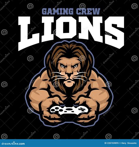 Mascot Gaming Logo Of Lion Holding The Joystick Stock Vector