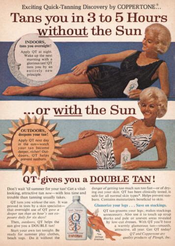 Coppertone Qt Tans You In To Hours Vintage Print Ad Ebay