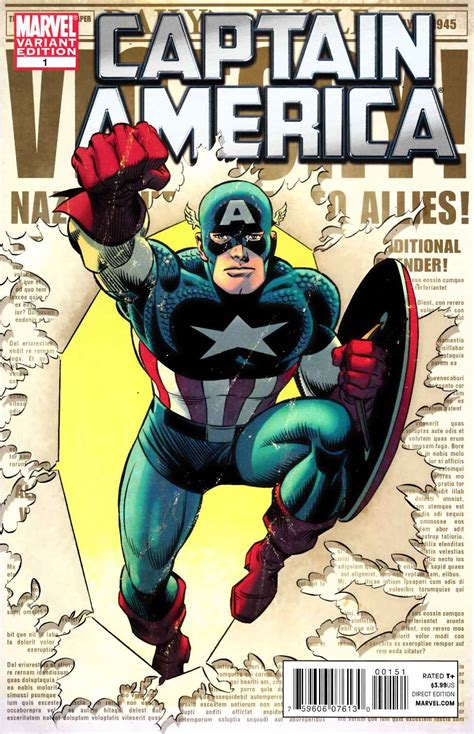 Captain America 1 Romita Sr Variant Cover Near Mint 94 Marvel