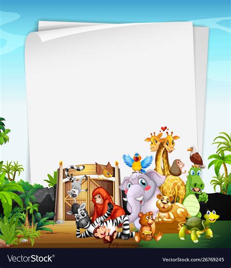 Download Border template design with cute animals at the Vector Image