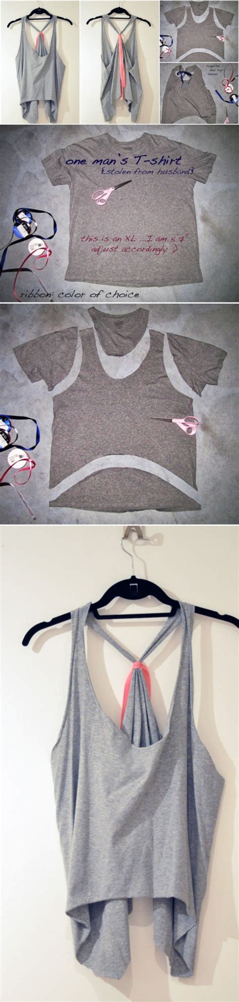 Take the first strap n attach to each end of the collar. DIY T Shirt Into A Cute Tank Top