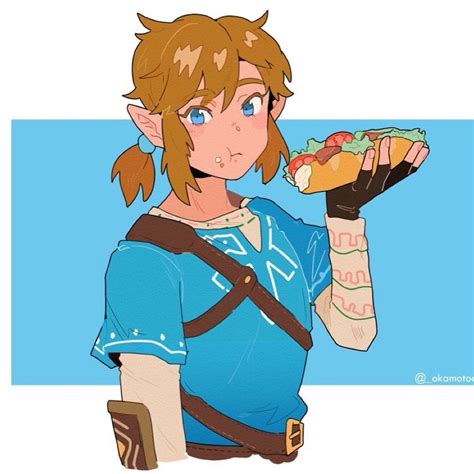 Legend Of Zelda Breath Of The Wild Inspired Art Link Eating A Sub