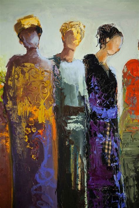 An Oil Painting Of Three Women Standing Together
