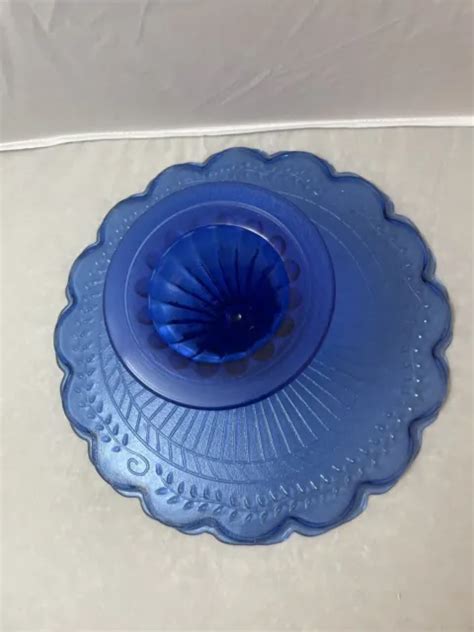 Vintage Laurel Leaf Cake Plate Cobalt Blue Depression Glass Pedestal Stand 12 32 99 Picclick