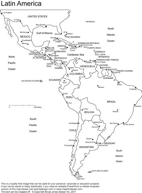 Latin America Map With Capitals