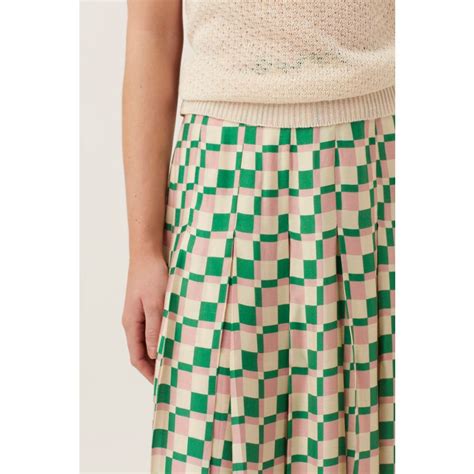 Pinkgreen Checkerboard Midi Skirt Mirla Beane Wolf And Badger